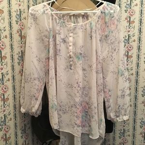 Lauren Conrad Floral Sheer Blouse XL